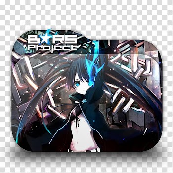 Black Rock Shooter Anime Folder Icon, Bars Project female animated character transparent background PNG clipart