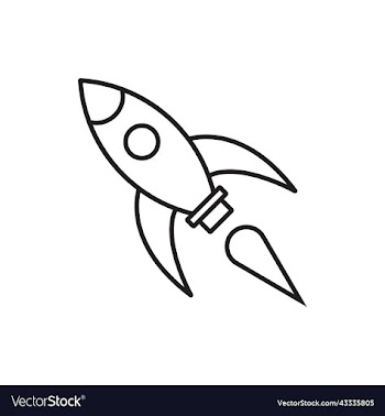 black rocket line art icon