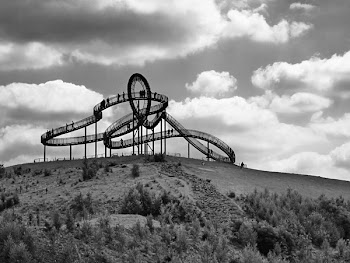 Black Roller Coaster in Grey Scale Photography