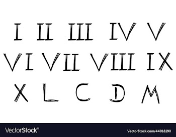 black roman numerals white background set