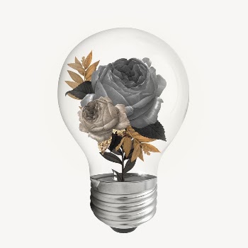 Black roses flower light bulb | Free PSD - rawpixel