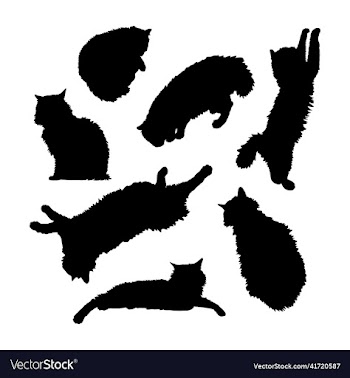 black silhouette of a black fluffy cat set