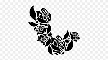 Black Silhouette Outline Rose Isolated On White Stock - Rose Png Black And White