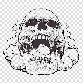 Black skull illustration, Hand-painted skulls transparent background PNG clipart