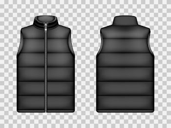 Black sleeveless puffer jacket, down vest mockup Free Vector