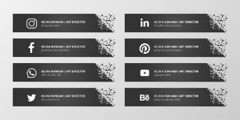 Black social media lower third collection Free Vector