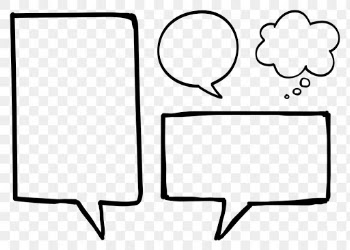 Black speech bubbles png with doodle art design set