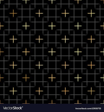 Black squares and gold star geometric pattern in vector image
