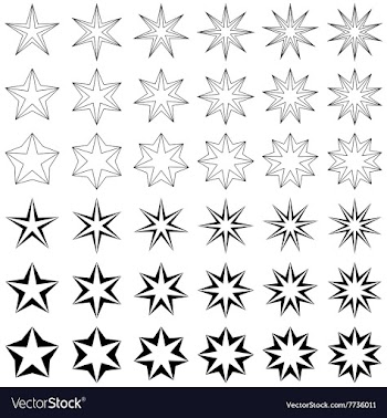 Black star shape set vector image