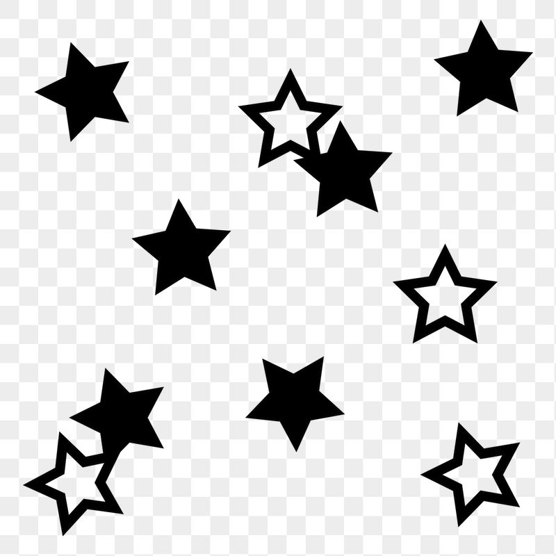Black stars png sticker, flat | Free PNG - rawpixel