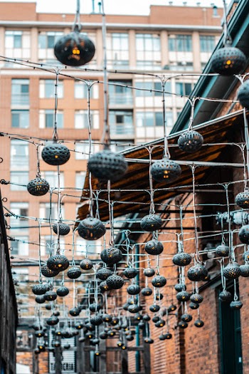 Black String Lanterns Outdoors