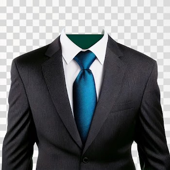 Black Suit Mens With Blue Tie, PNG format, transparent
