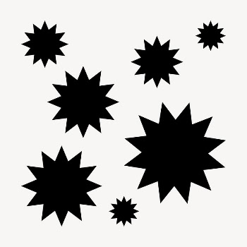 Black sunburst icon sticker, flat | Free PSD - rawpixel
