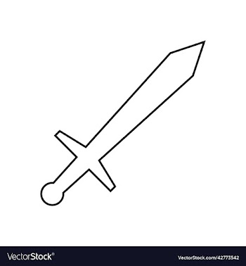black sword line art icon