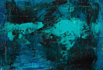 Black, Teal, and Blue Abstract Painting