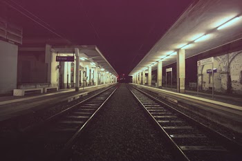 Black Train Railways at Night