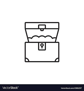 black treasure chest line icon