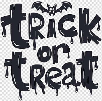 Black trick or treat text, Halloween Euclidean , English Halloween art words transparent background PNG clipart