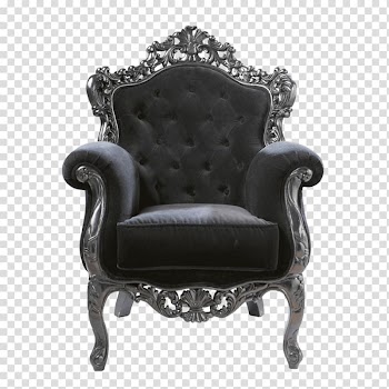 Black velvet armchair with gray steel frame, Armchair Black Royal transparent background PNG clipart