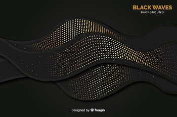 Black waves background with halftone effect Free Vector