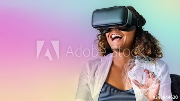 Black woman enjoying a VR headset