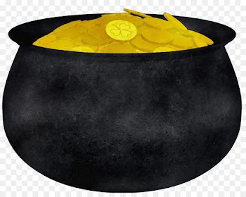 black yellow cauldron table