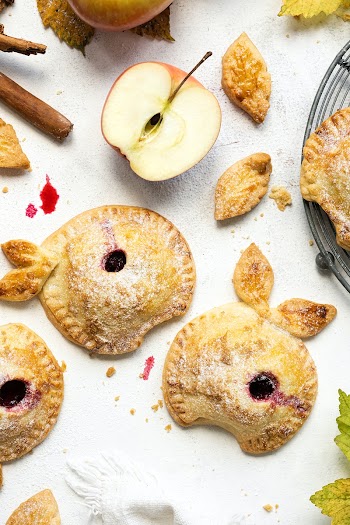 Blackberry apple pies homemade dessert recipe flat lay