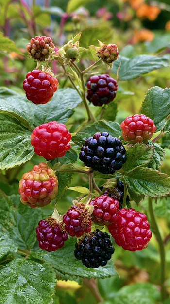 Blackberry Bush with Ripe Blackberries