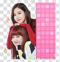 BLACKPINK Line, two woman wearing assorted-color tops while smiling transparent background PNG clipart