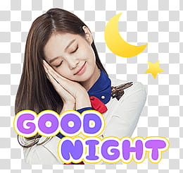 BLACKPINK Line, woman with good night text overlay transparent background PNG clipart