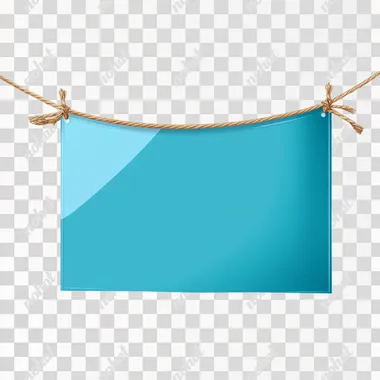 Blank Blue Banner Hanging on a String - PNG Image