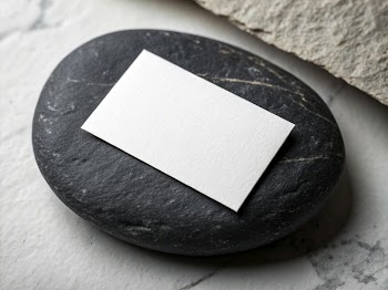 Blank Business Card on Stone