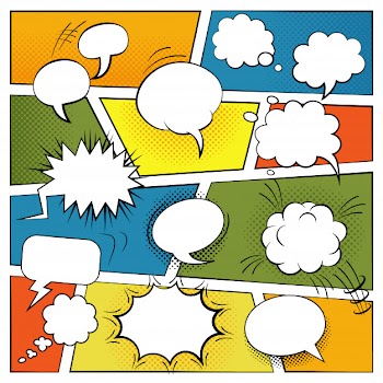Blank comic speech and sound effects bubbles set