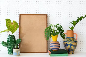 Blank frame on plant shelf home decor ideas | Free stock photo | High Resolution image