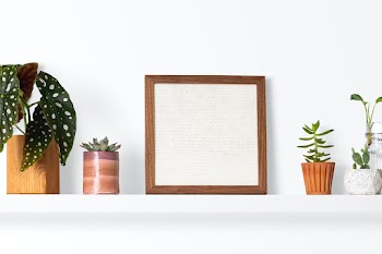 Blank frame on plant shelf home decor ideas | Free stock photo | High Resolution image