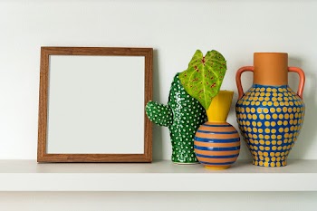 Blank frame on shelf home decor ideas | Free stock photo | High Resolution image