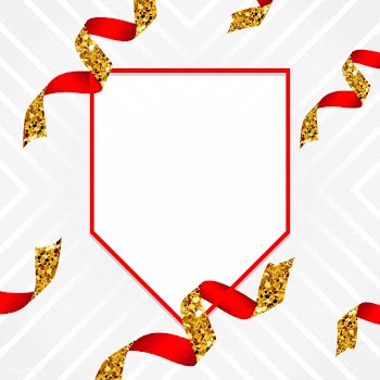 Blank golden and red emblem with confetti vec.. | Free stock vector - 535133