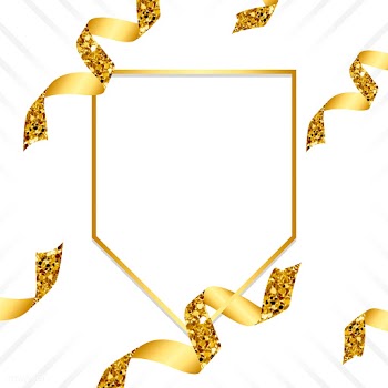 Blank golden emblem with confetti vector | Free stock vector - 535124