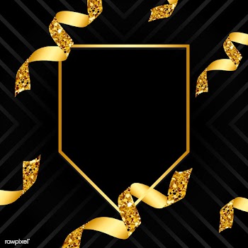 Blank golden emblem with confetti vector | Free stock vector - 535137