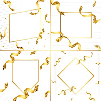 Blank golden emblem with confetti vector set | Free stock vector - 535030