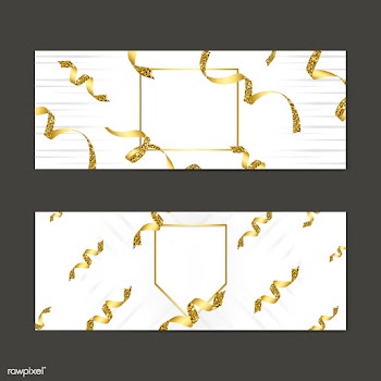 Blank golden emblem with confetti vector set | Free stock vector - 535057