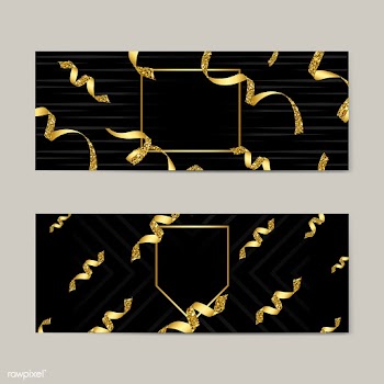Blank golden emblem with confetti vector set | Free stock vector - 535065