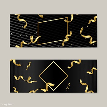Blank golden emblem with confetti vector set | Free stock vector - 535073