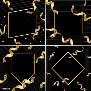 Blank golden emblem with confetti vector set | Free stock vector - 535156