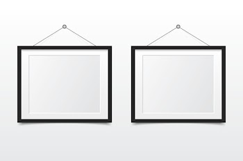 Blank photo frame on the wall. Design for modern interior. Vector illustration