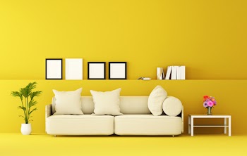 Blank picture frame hanging on the wall in living room