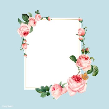Blank rectangle pink roses frame on blue back.. | Free stock vector - 543271