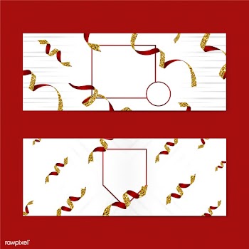 Blank red emblem with confetti vector set | Free stock vector - 535046