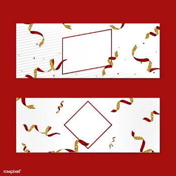 Blank red emblem with confetti vector set | Free stock vector - 535047