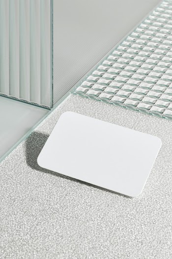 Blank white card on pattern glass | Free stock photo | High Resolution image